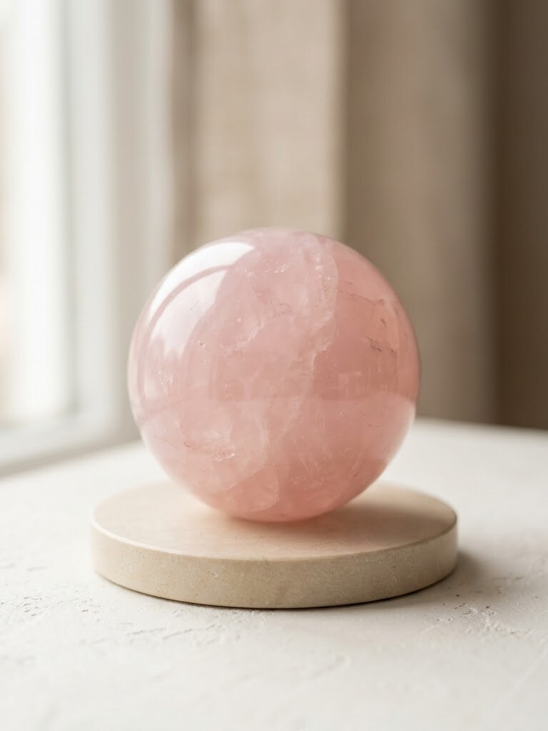 Rose Quartz Sphere — Hand-polished rose quartz